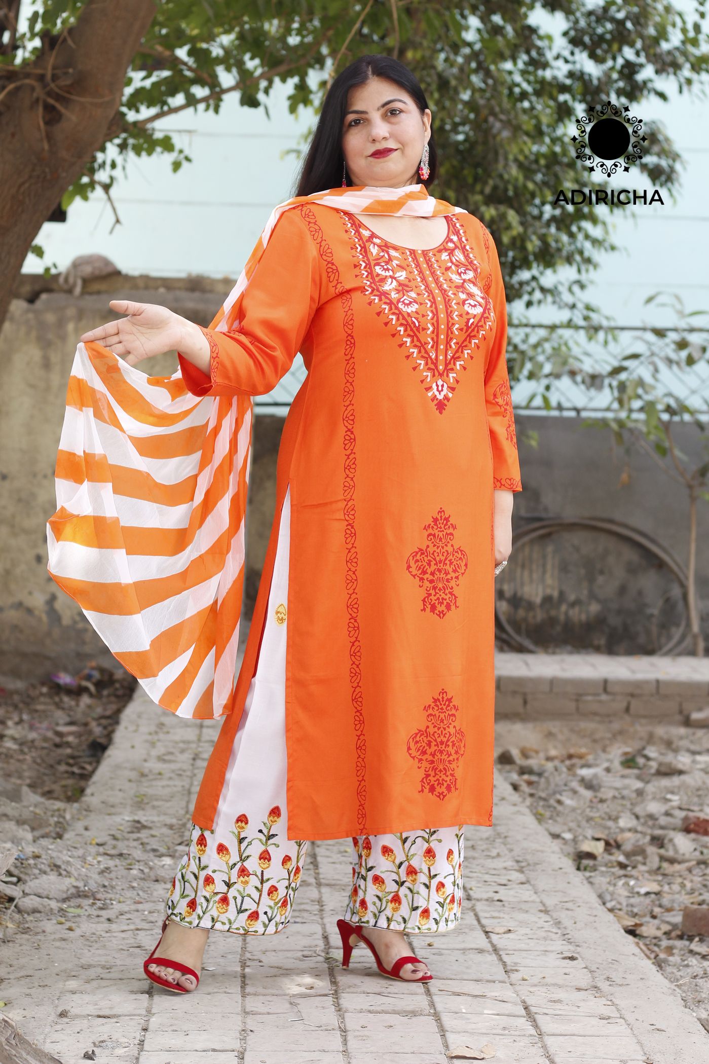 Pretty Orange Color Traditional Bandhej Print Kota Doriya Kurti with G –  Sulbha Fashions