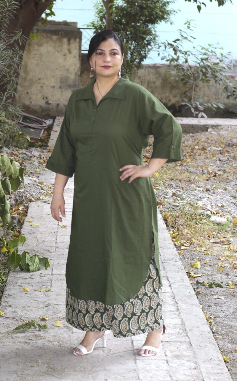 Olive Green Kurta Set ADIRICHA FASHION