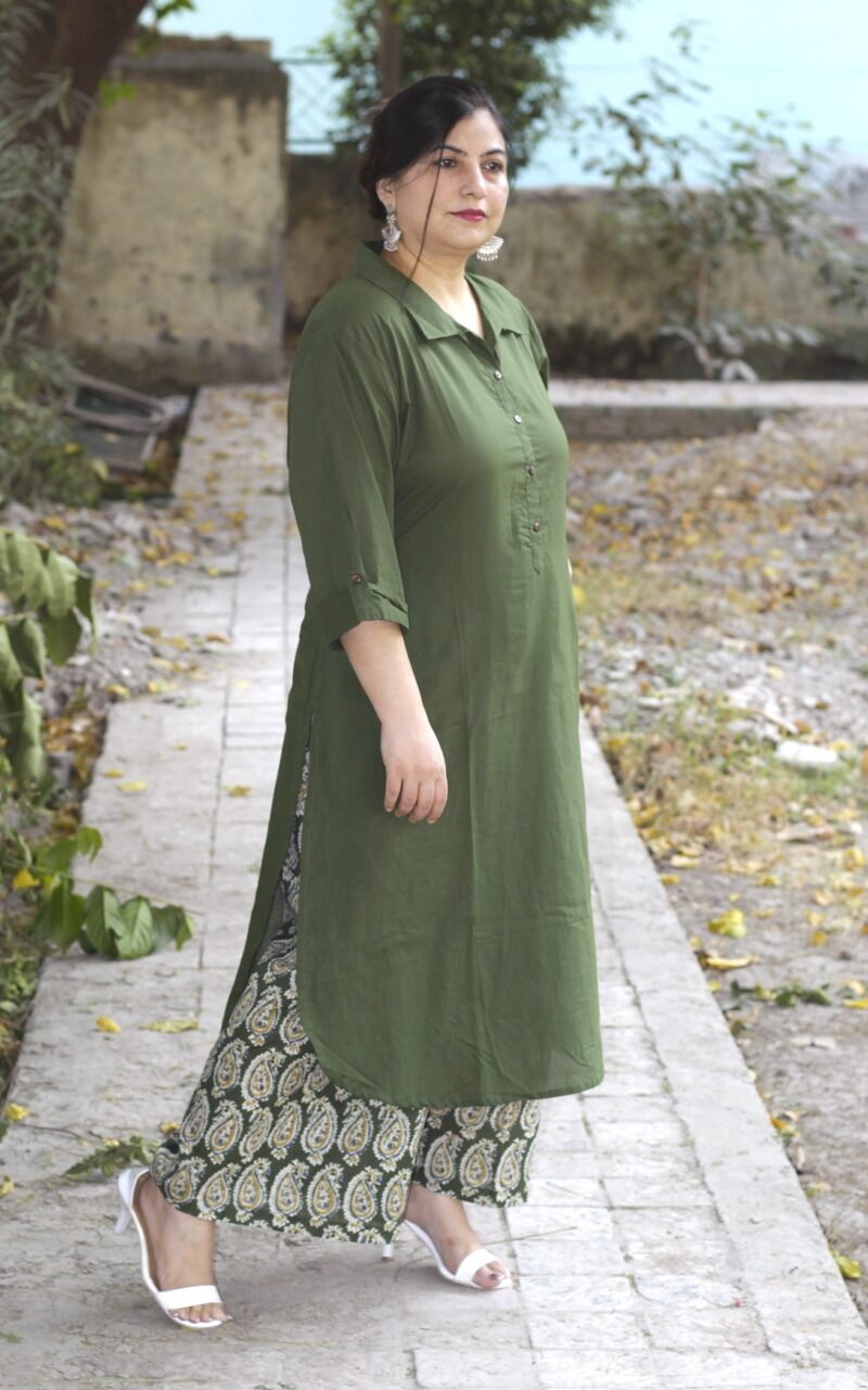 Olive Green Kurta Set ADIRICHA FASHION