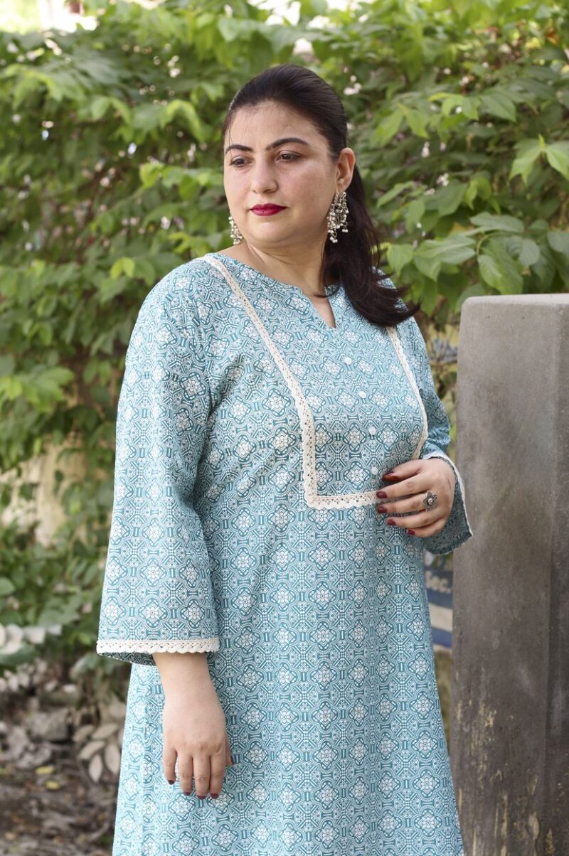 Shop Now Plus Size Kurti With Lace ADIRICHA