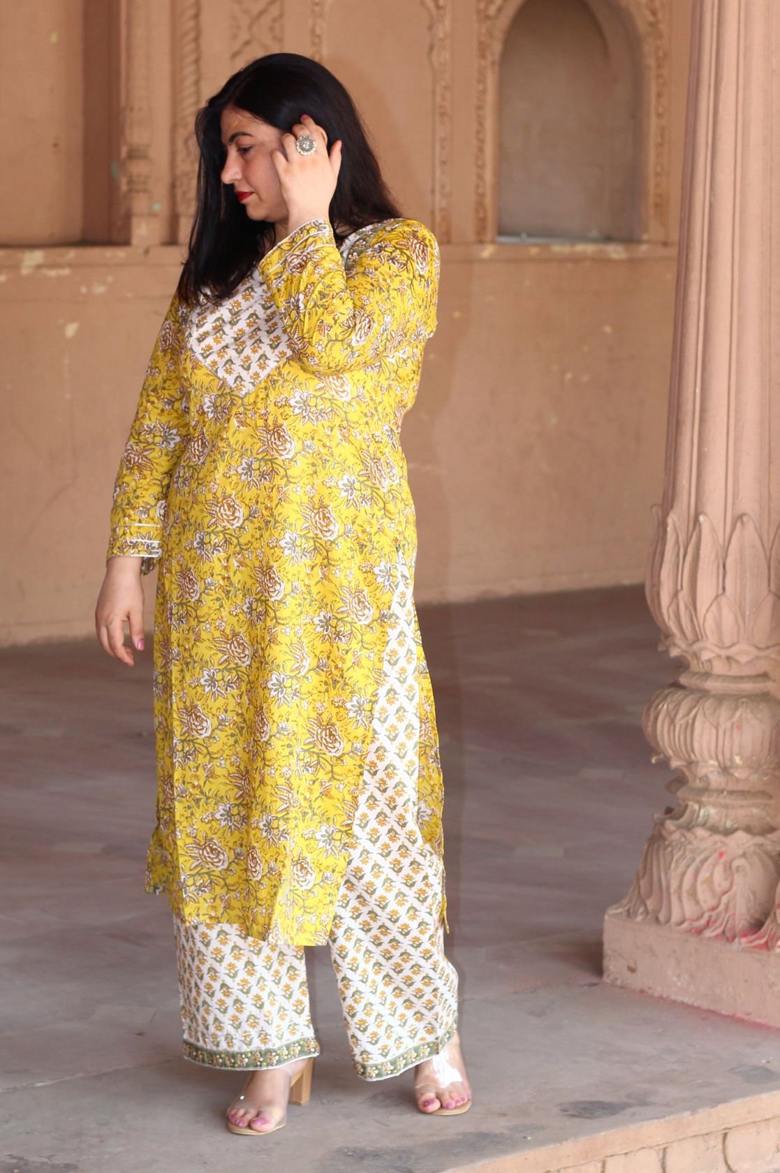 Yellow Kurta With Matching Dupatta & White Pants In Organza Having Got |  Below the knee dresses, How to look classy, Colorful dresses