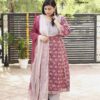 Plus Size Maroon Printed Anarkali Dress