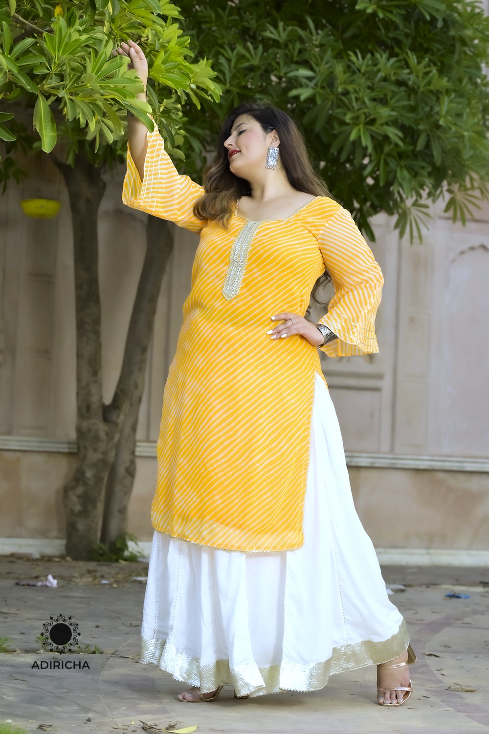 Summer Lucknowi Chikankari Yellow Kurta Palazzo Set For Women