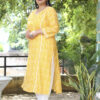 Plus Size Yellow Chunari Kurta Pants Set