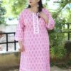 Pink Butti Embroidary Kurti For Plus Size