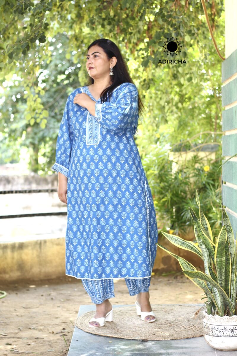 Shop Now Plus Size Indigo Kurta Pants Set » 𝗔𝗗𝗜𝗥𝗜𝗖𝗛𝗔