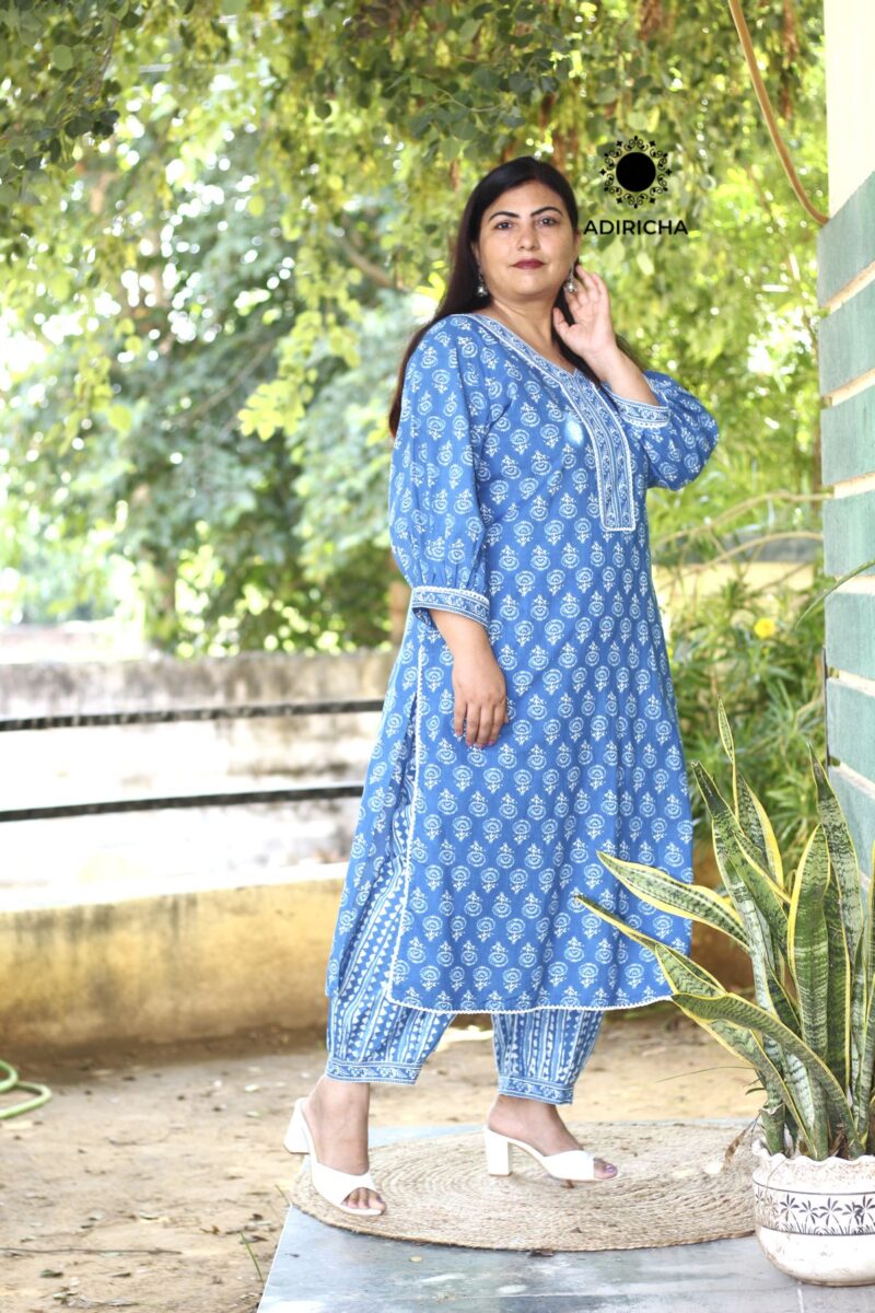 Shop Now Plus Size Indigo Kurta Pants Set » 𝗔𝗗𝗜𝗥𝗜𝗖𝗛𝗔