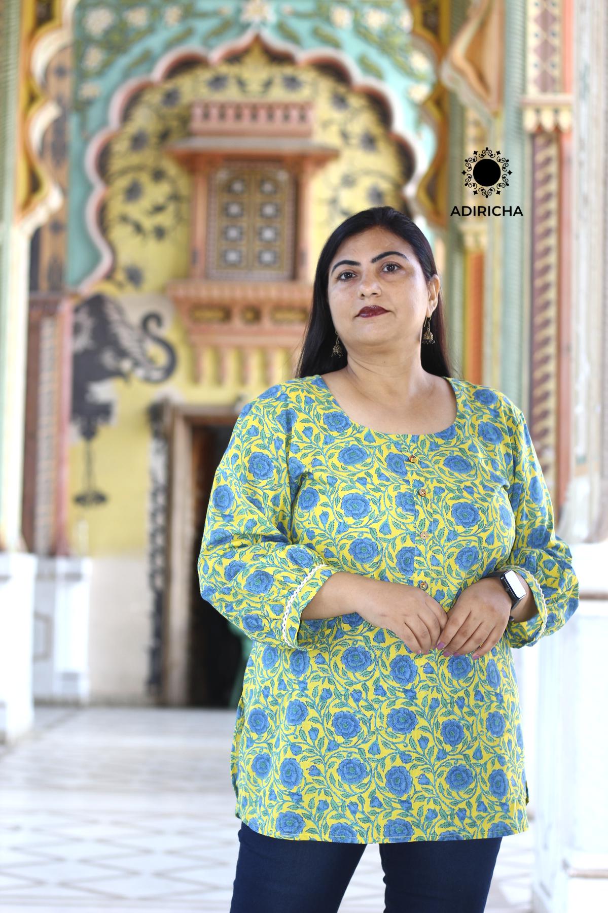 Shop Now Plus Size Yellow Floral Tunic Tops ADIRICHA