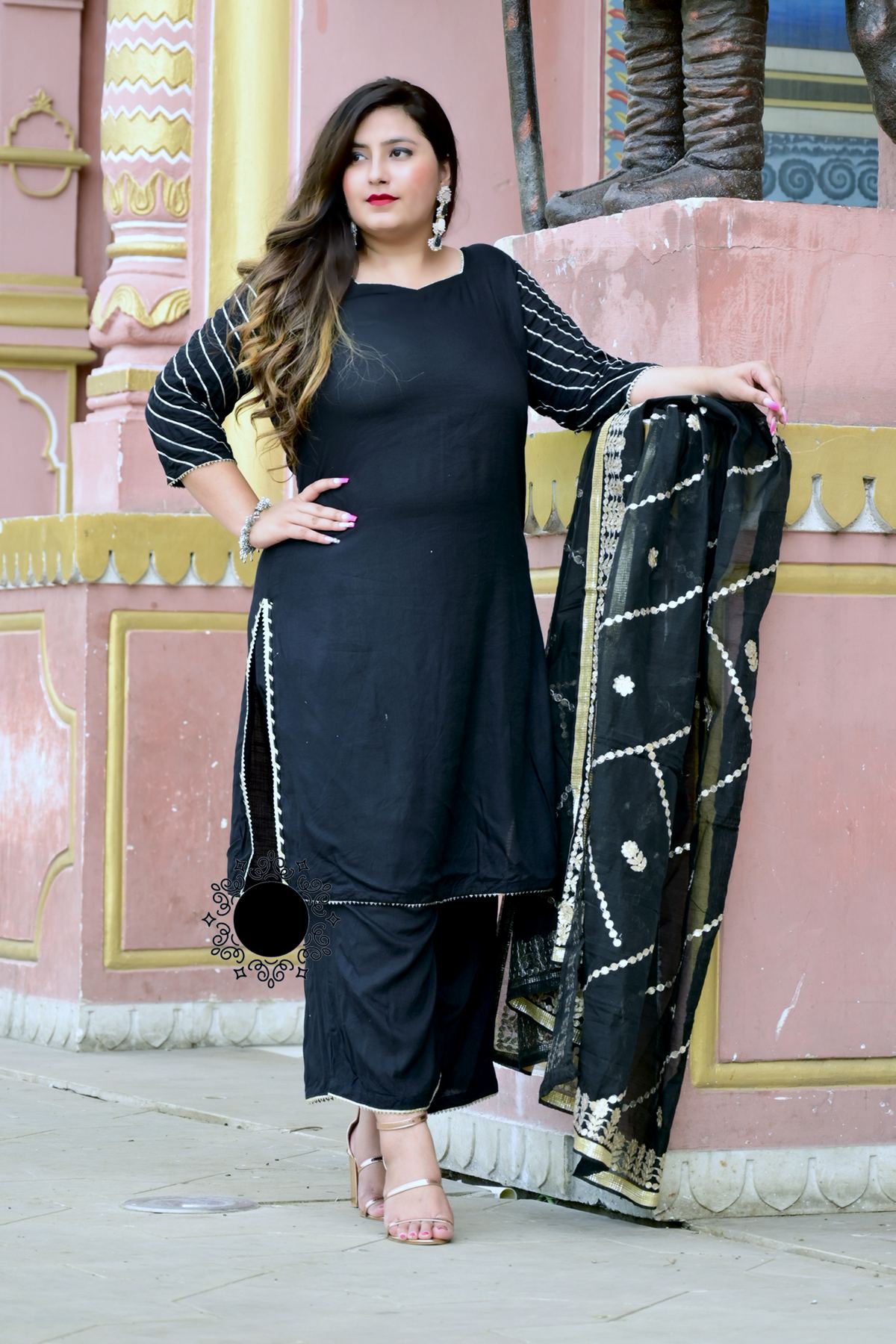 Indian Punjabi Suit Online | Black Embroidered Art Silk Patiala Suit – Gunj  Fashion