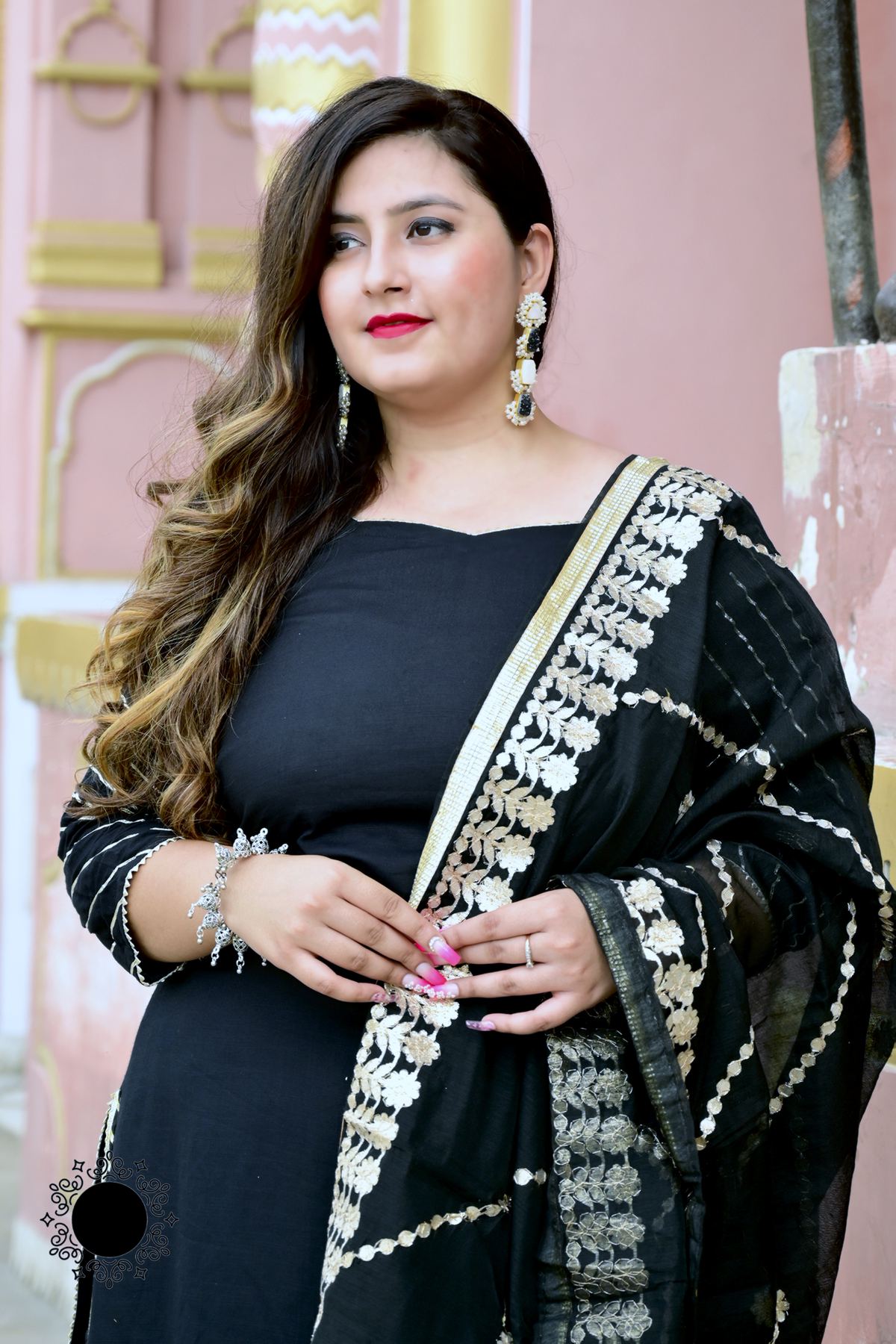 Shop Now Black Suit With Gotapatti Dupatta ADIRICHA