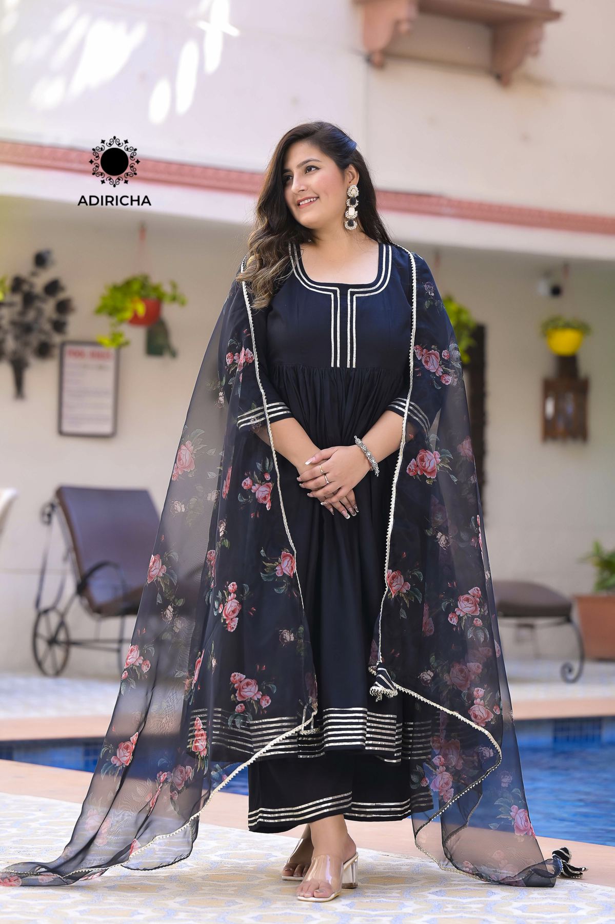 Safia Black Gul Dress Up to 15XL