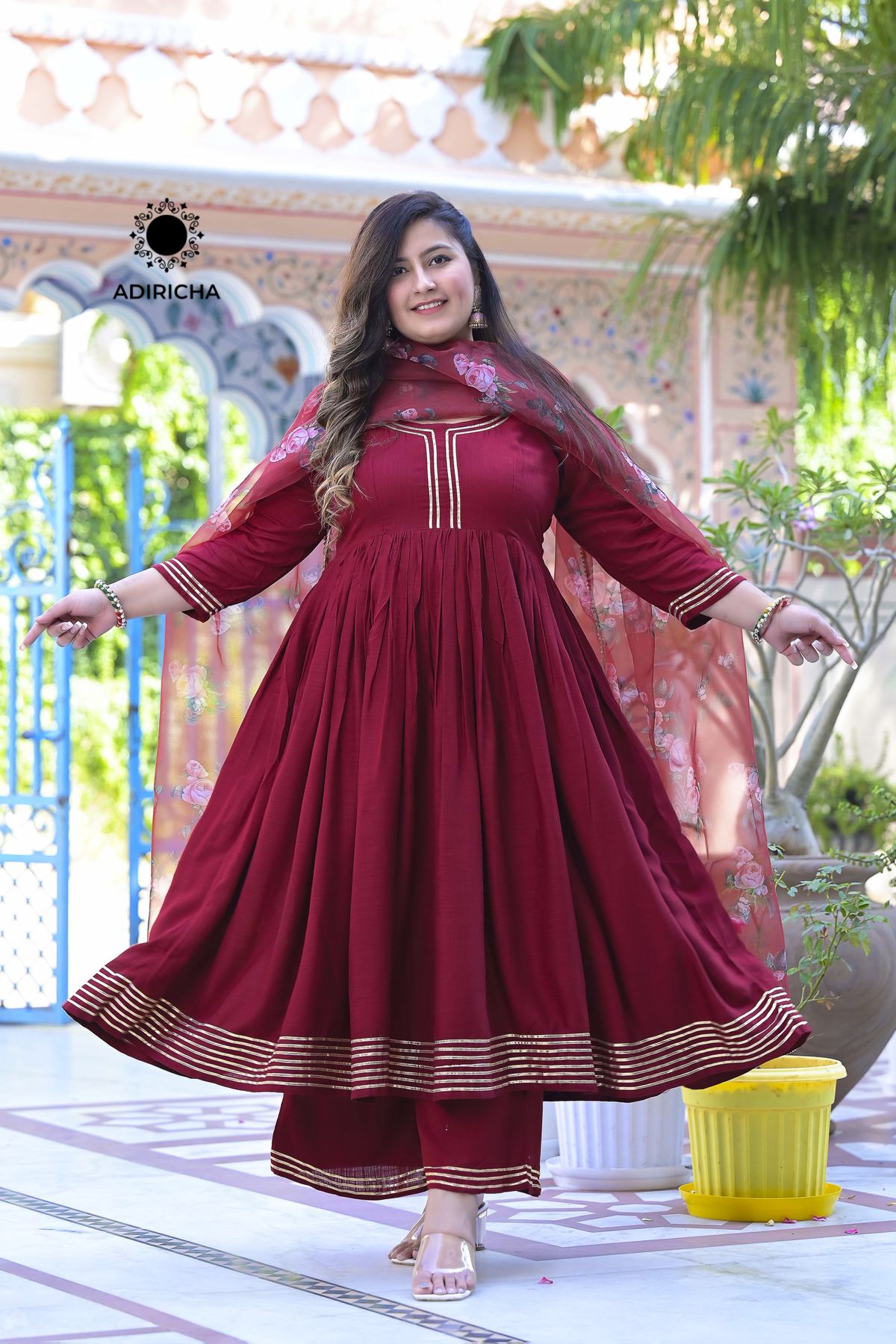 Safia Maroon Gul Dress
