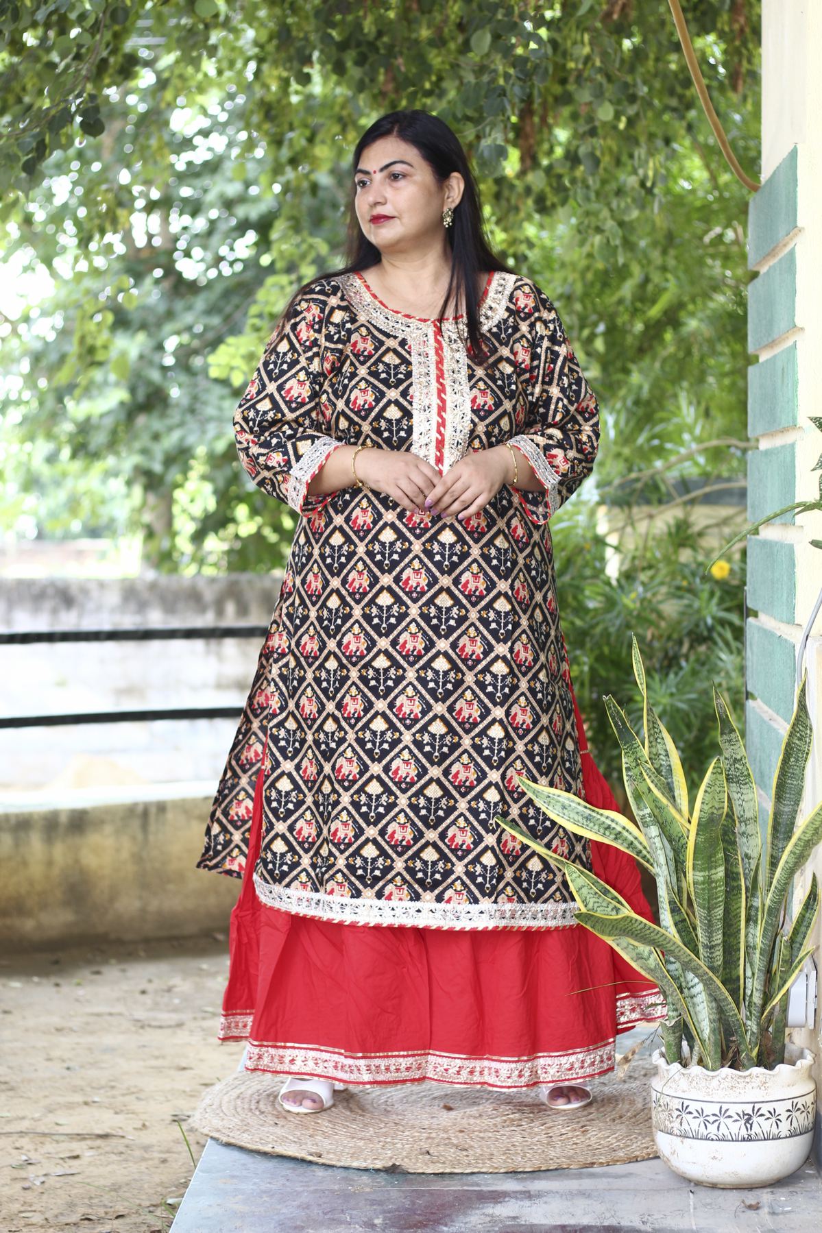 Designer Black Patola Print Kurta