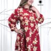 Red Floral Plus Size Tunics Tops