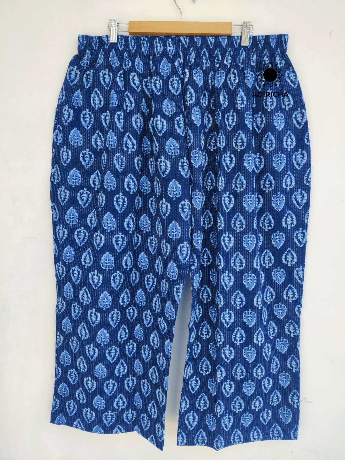 Shop Now Plus Size Blue Butti Kantha Palazzo ADIRICHA shop-now-plus-size-blue-butti-kantha-palazzo-adiricha