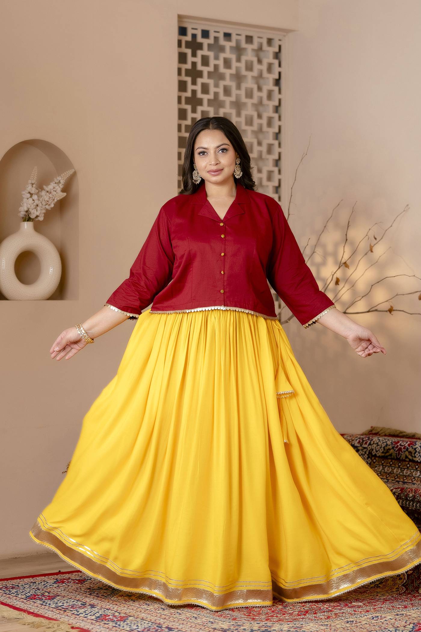 Plus Size Yellow Gota Skirt