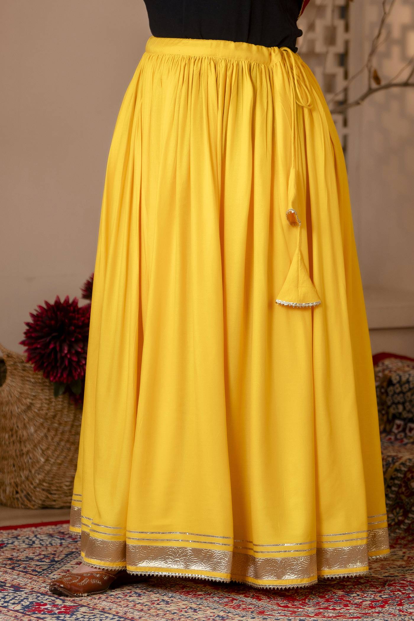 Plus Size Yellow Gota Skirt
