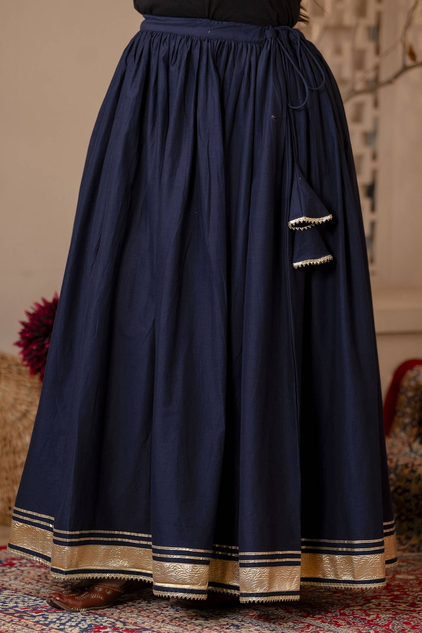 Plus Size Navy Blue Gota Skirt