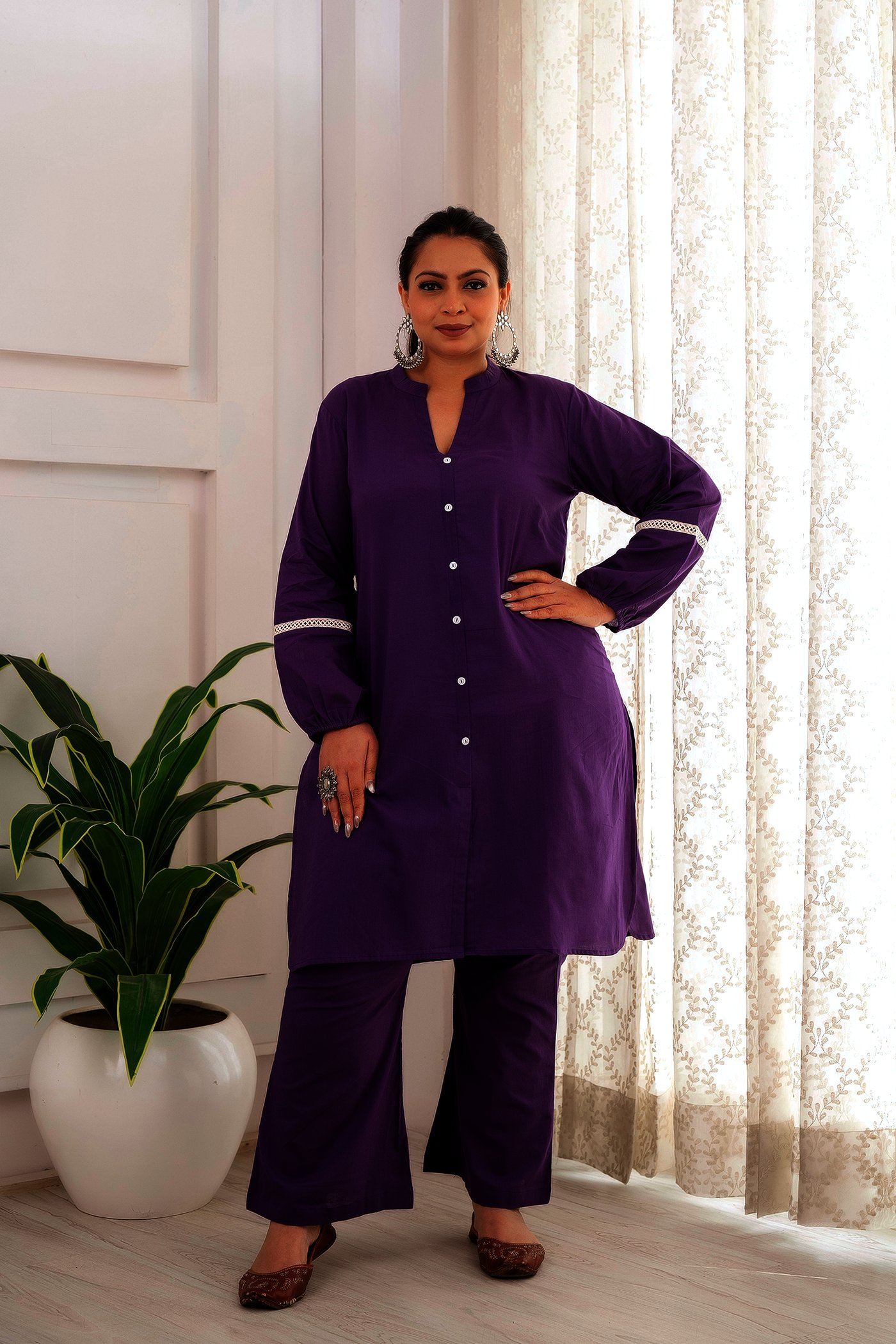 Plus Size Purple Lace Co Ord Set