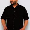 Plus Size Black Solid Men Shirt