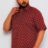 Plus Size Maroon Kantha Men Shirt